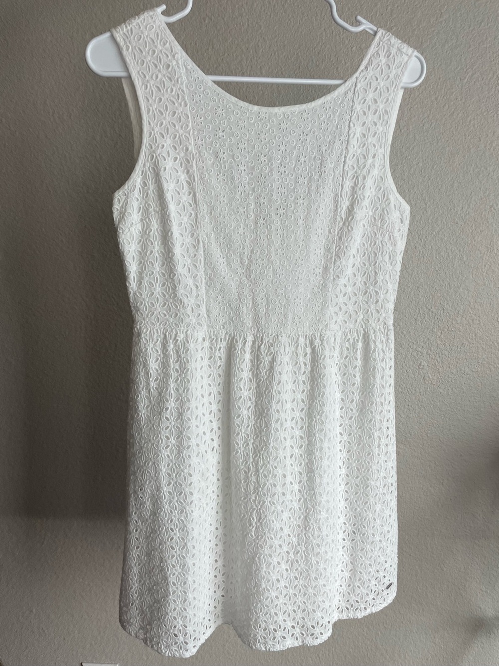 Pepe Jeans White Eyelet Sleeveless Mini Dress